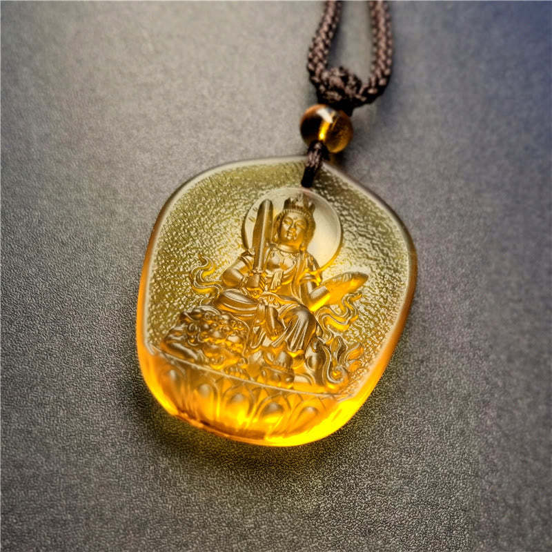 Chinese Zodiac Natal mystic zen Blessing Liuli Crystal Compassion Necklace Pendant