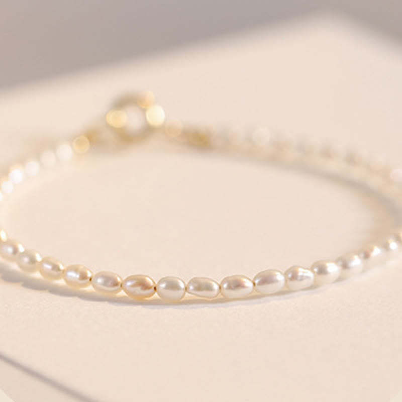 2mm Natural Pearl Ultra-thin Beads 14k Gold Plated Copper Wisdom Bracelet