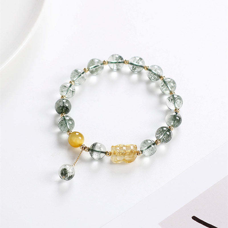 Green Phantom Citrine PiXiu Confidence Bracelet