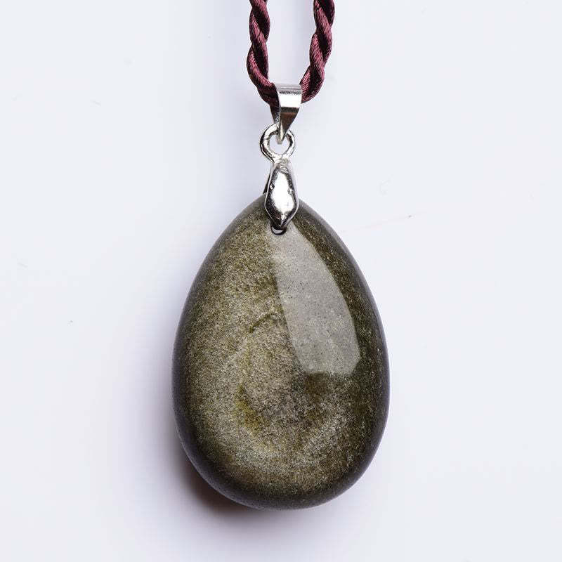 Gold Sheen Obsidian Black Obsidian Rainbow Obsidian Wealth Water Drop Necklace Pendant