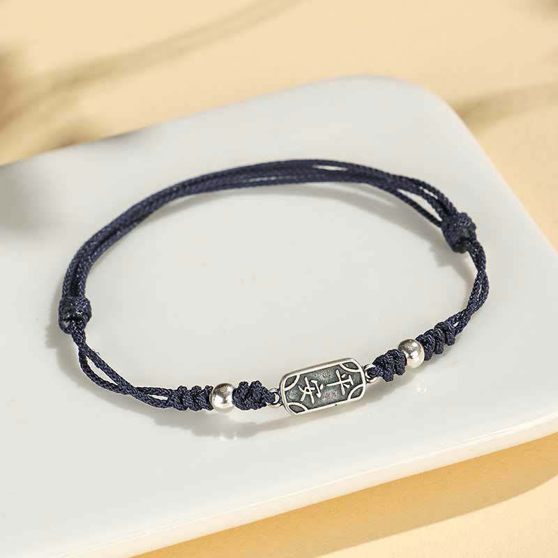 Handmade 925 Sterling Silver Peace And Joy Safe Well Protection Braided Bracelet