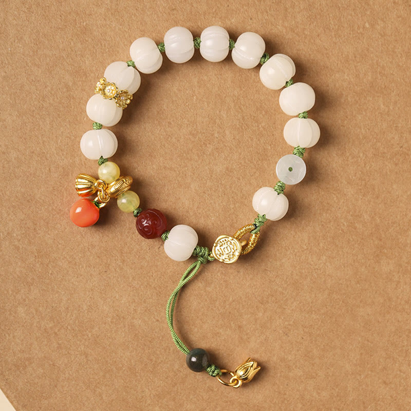 Natural Bodhi Seed Lotus Pumpkin Bead Peace Harmony Bracelet