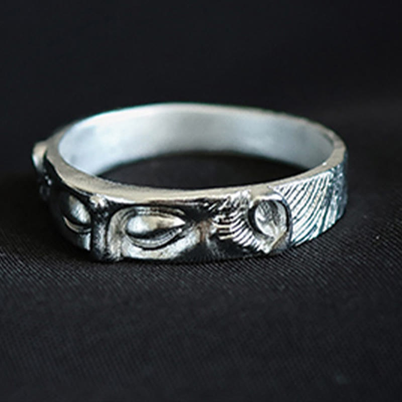 999 Sterling Silver mystic zen Eyes Protection Ring