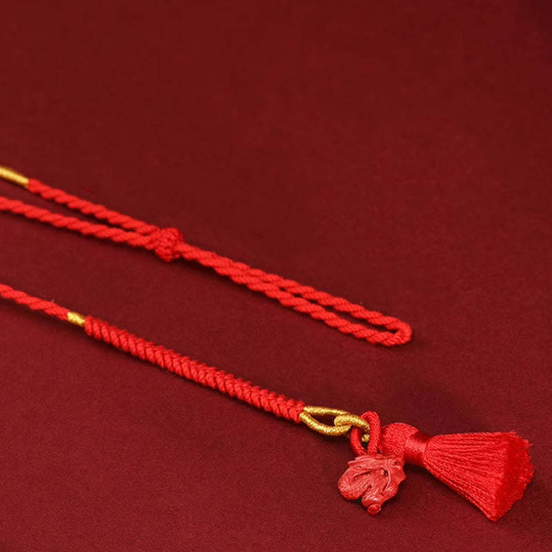 Natural Cinnabar Dragon Blessing Red String Belly Chain