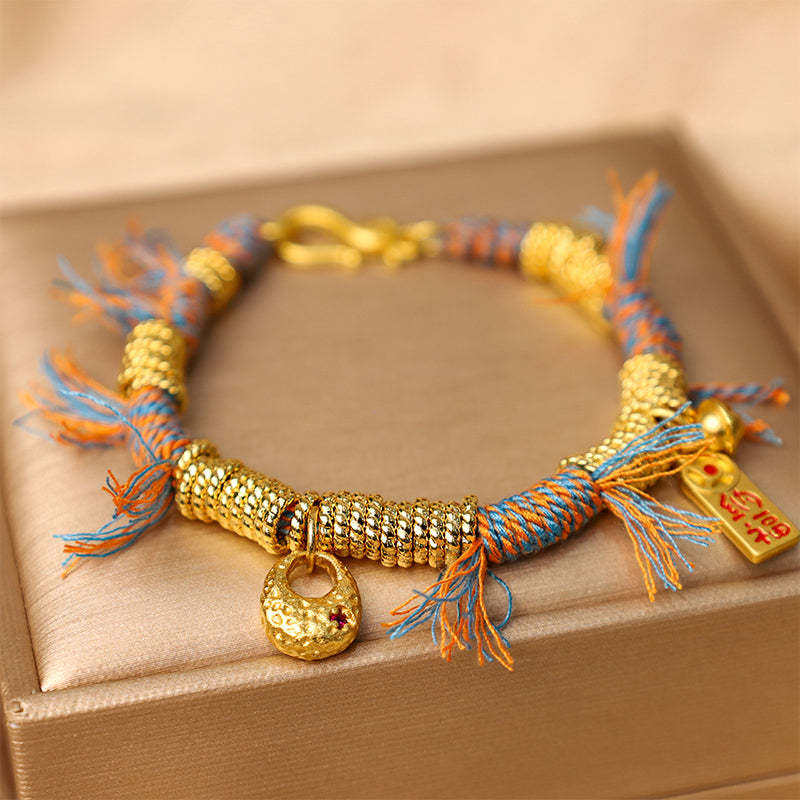 Handmade Tibetan Lucky Fortune Multicolored Rope Braid Bracelet