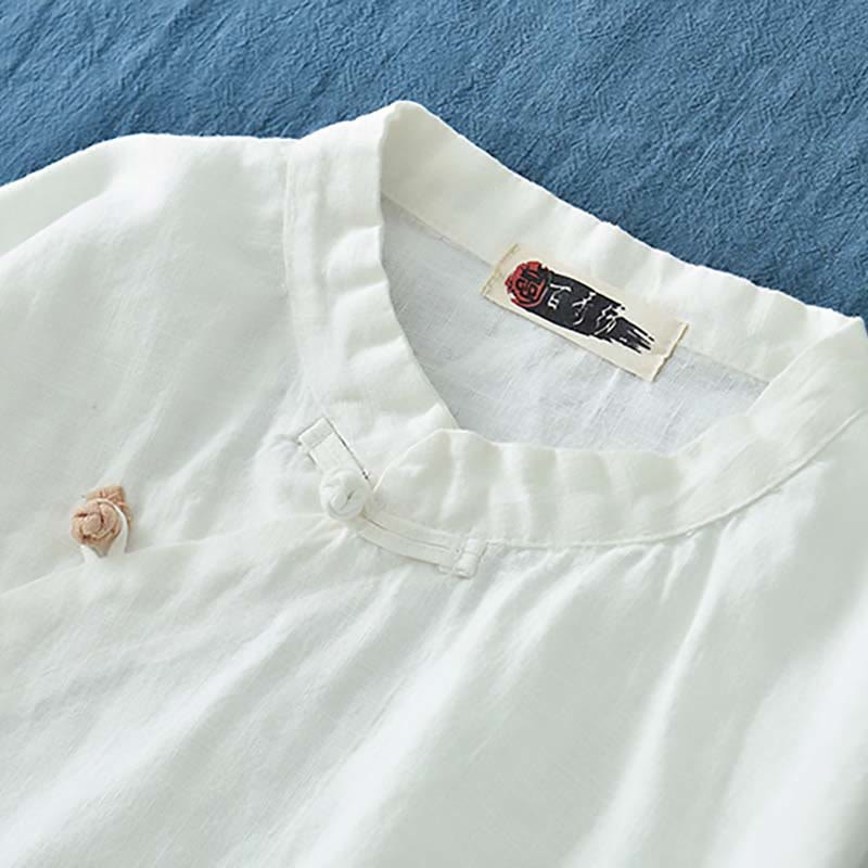 Ramie Linen Blouse Women Shirt Top Chinese Hanfu Style Clothing