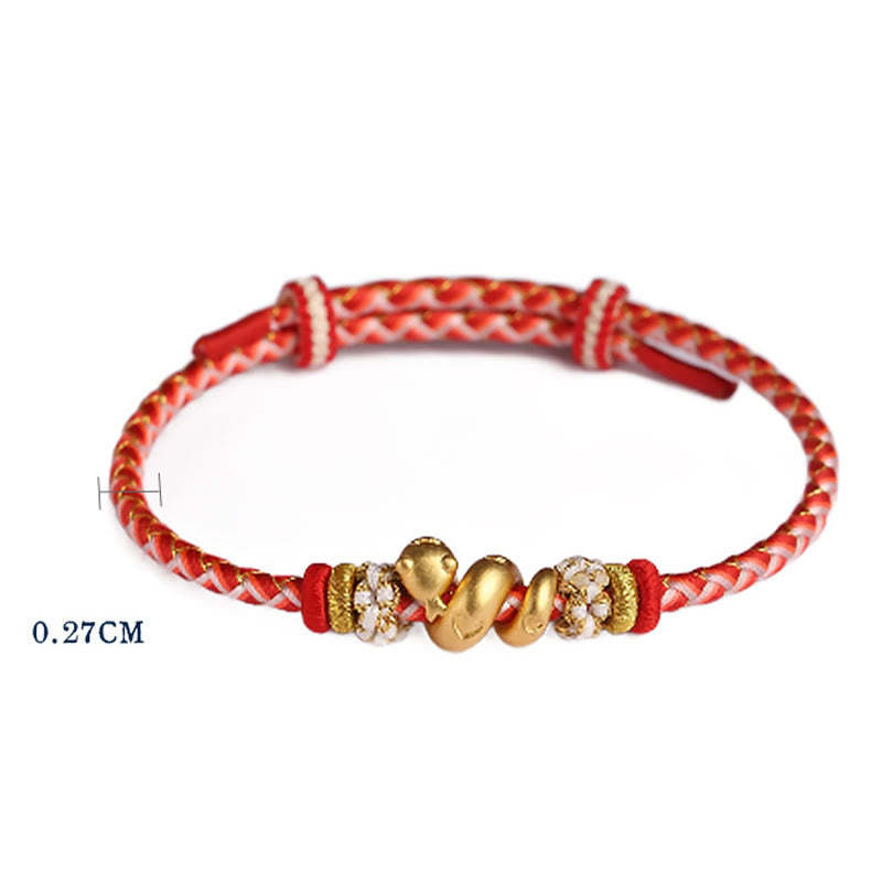 999 Sterling Silver Gradient Red String Year Of The Snake Luck Braided Bracelet