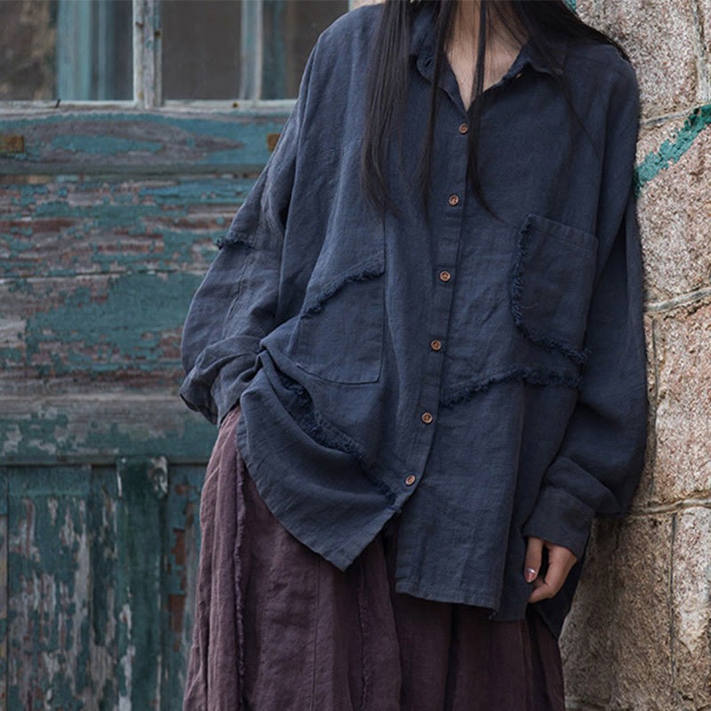 Irregular Splice Ramie Cotton Clothing