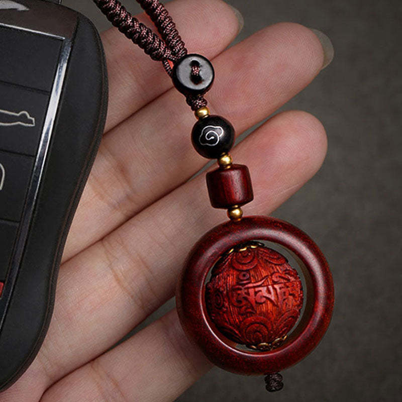 Tibetan Small Leaf Red Sandalwood Ebony Luck Protection Rotation Decoration
