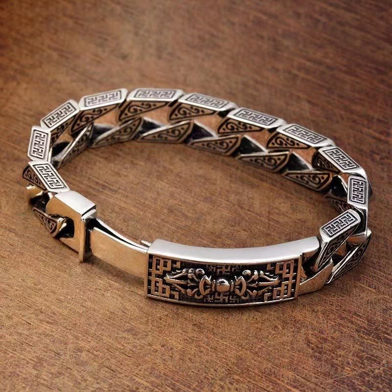 Tibetan Om Mani Padme Hum Dorje Vajra Swastika Carved Purity Bracelet