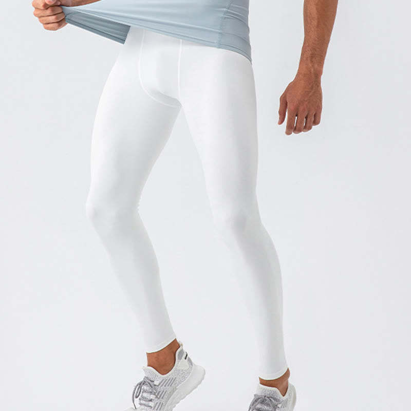 Plain High Waist Elastic Breathable Sports Men's Leggings Pants