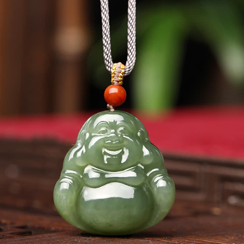 Laughing mystic zen Hetian Jade Abundance Necklace String Pendant