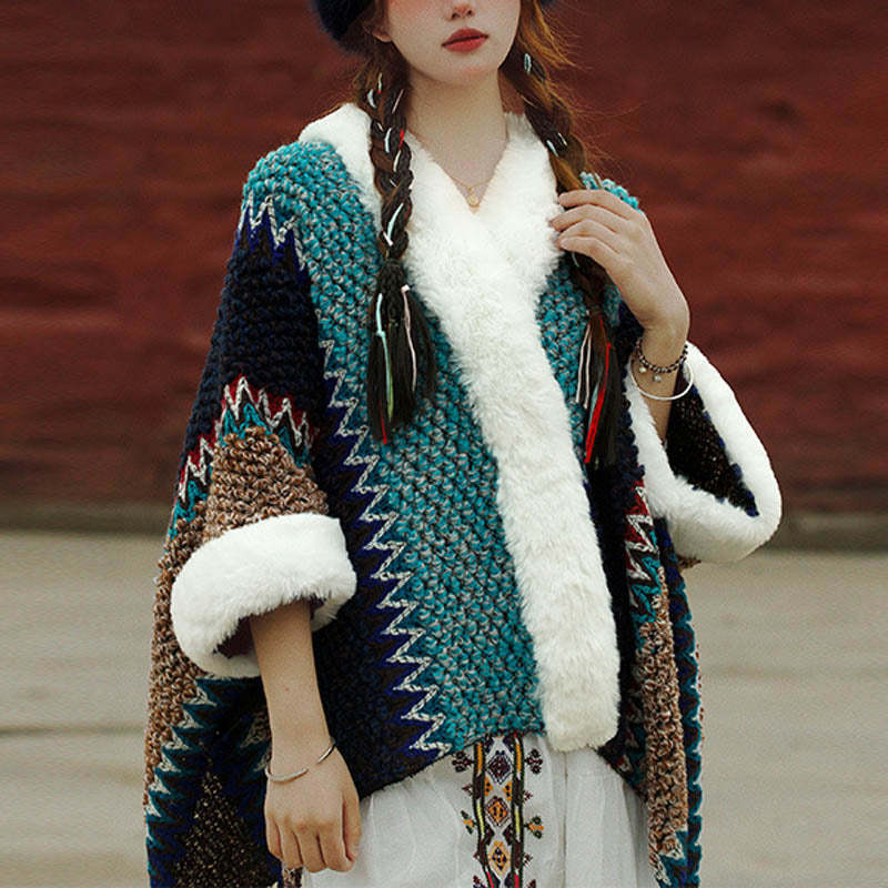 Tibetan Multicolored Striped Shawl Winter Cozy Travel Scarf Wrap