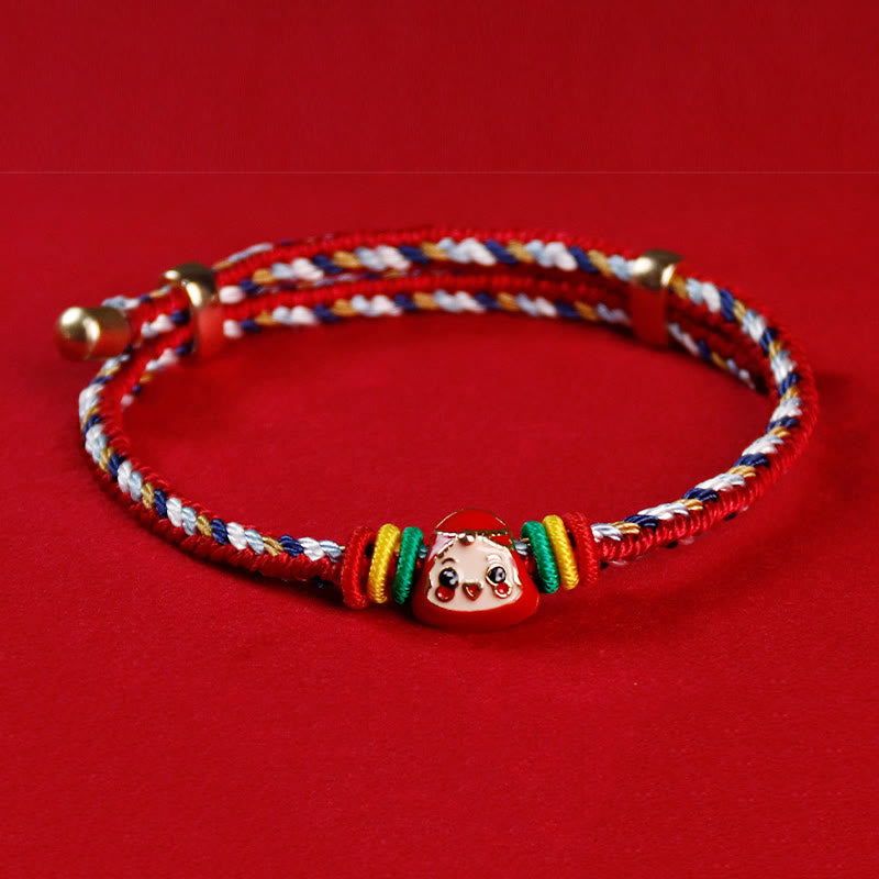 Colorful Rope Zongzi Pattern Fu Character Luck Handmade Bracelet