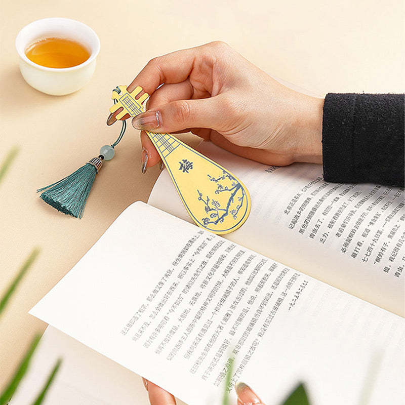 Classical Musical Instruments Pipa Guzheng Guqin Ruan Metal Bookmarks Tassel With Gift Box