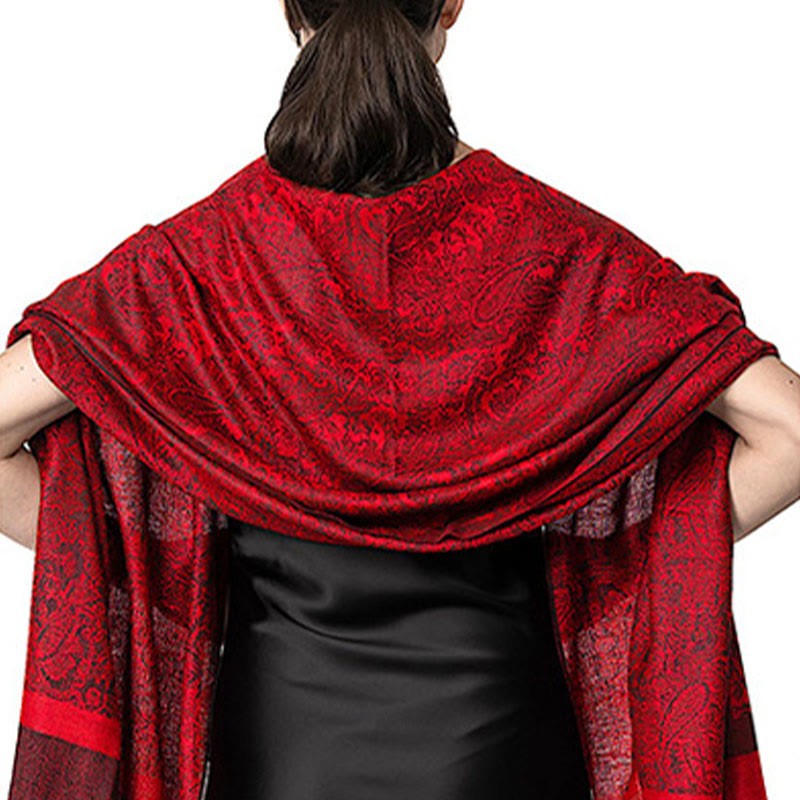 Tibetan Cashew Jacquard Tassels Shawl Spring Fall Winter Warm Cozy Scarf Wrap