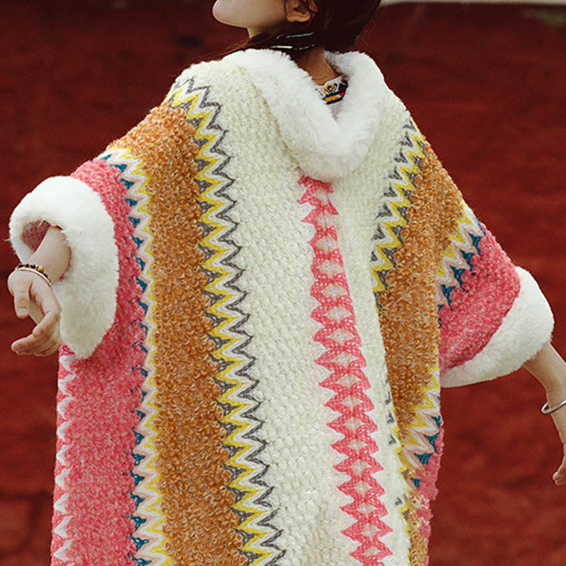 Tibetan Multicolored Striped Shawl Winter Cozy Travel Scarf Wrap