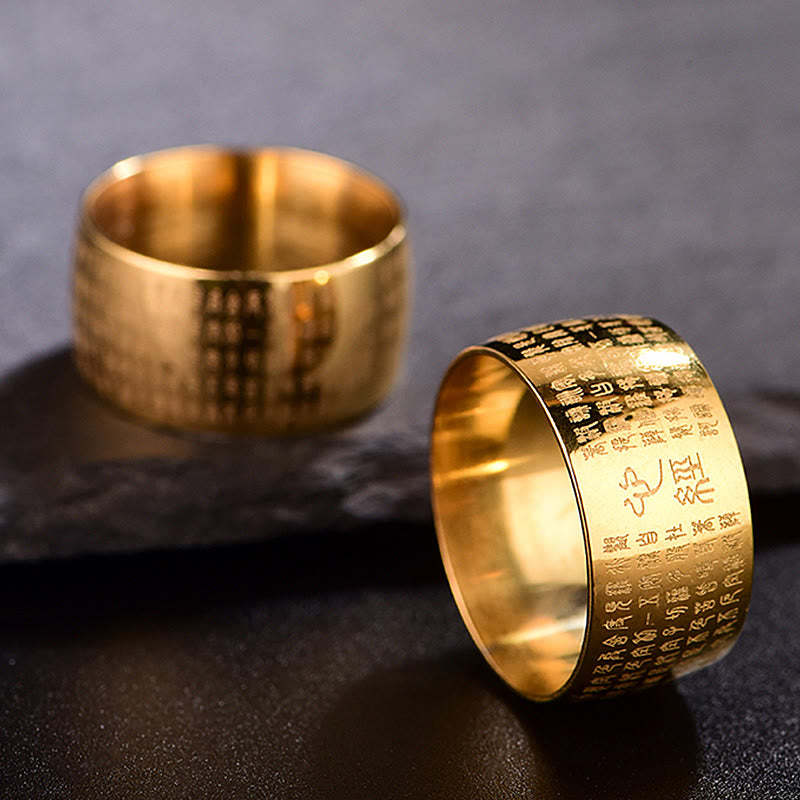 Tibetan Seal Heart Sutra Titanium Steel Balance Ring