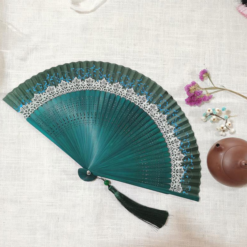 Simple Hollow Engraved Handheld Bamboo Folding Fan