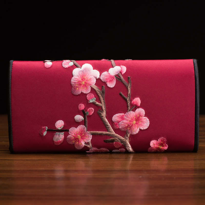 Plum Bossom Su Embroidery Journey Shopping Long Purse Handbag