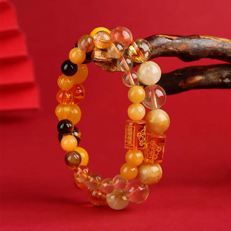 Five Elements God Of Wealth Various Crystal Agate Wealth Luck Bracelet