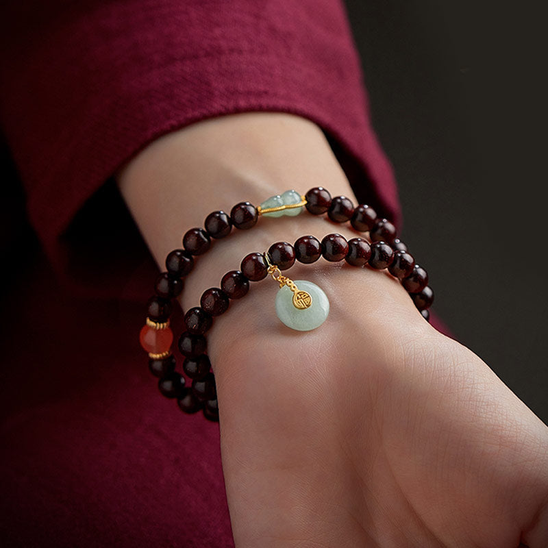 Chinese Zodiac Natal mystic zen Small Leaf Red Sandalwood Jade Red Agate PiXiu Sooth Bracelet