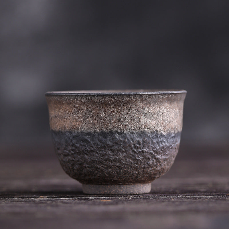 Simple Brown Striped Texture Ceramic Teacup Kung Fu Tea Cup Bowl