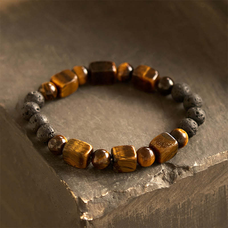 Various Crystals Cube Amethyst Lava Rock Support Bracelet