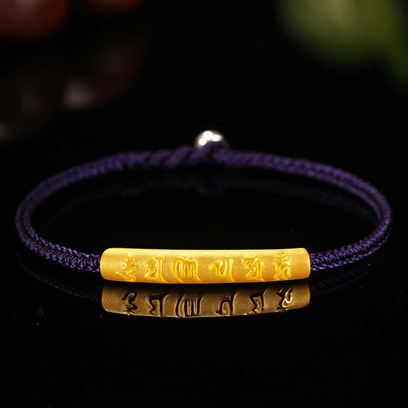 Tibetan 999 Gold Om Mani Padme Hum Handcrafted Eight Thread Peace Knot Luck Braided Couple Bracelet