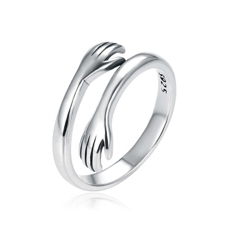 925 Sterling Silver Love Hug Thumb Ring