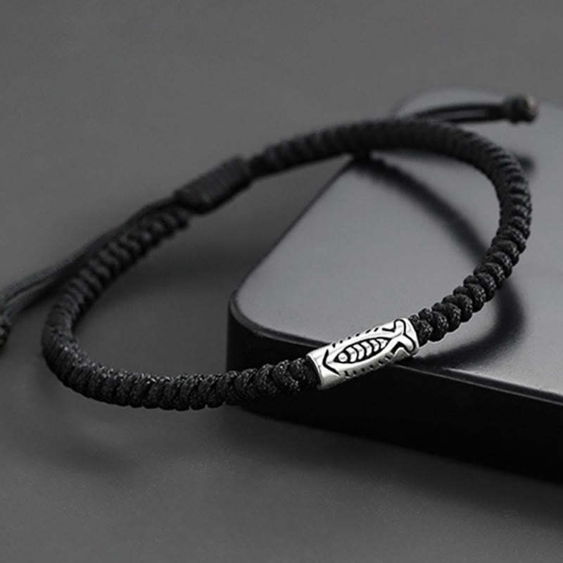 Tibet Koi Fish Wealth Black String Bracelet