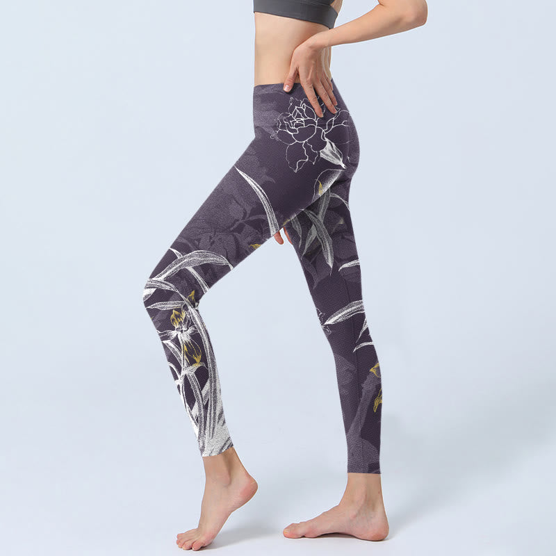 Orchid Flower Roses Gym Leggings Women's Yoga Pants