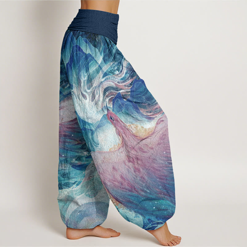 Mythical Creature Pattern Women's Elastic Waist Harem Pants