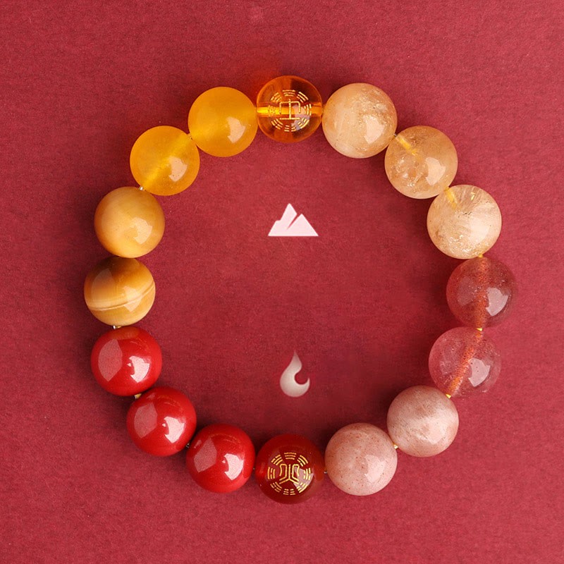 Five Elements Various Agate Crystal Black Onyx Green Chalcedony Aquamarine Wisdom Bracelet