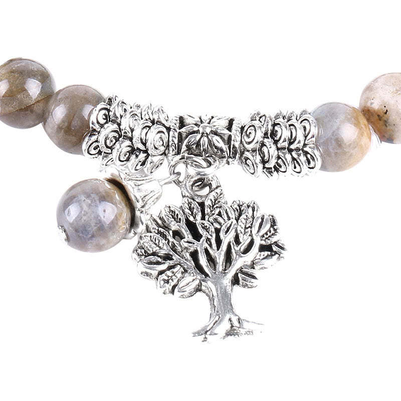 Natural Gemstone Tree of Life Lucky Charm Stretch Bracelet
