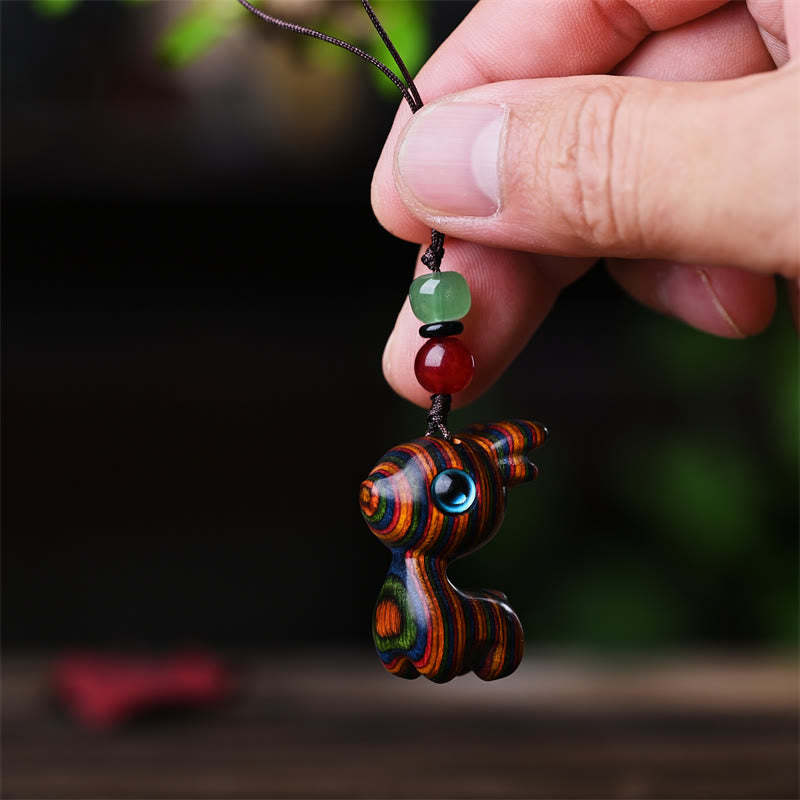 Small Leaf Red Sandalwood Ebony Wood Sandalwood Green Sandalwood Lucky Mini Cat Deer Sooth Phone Hanging Decoration