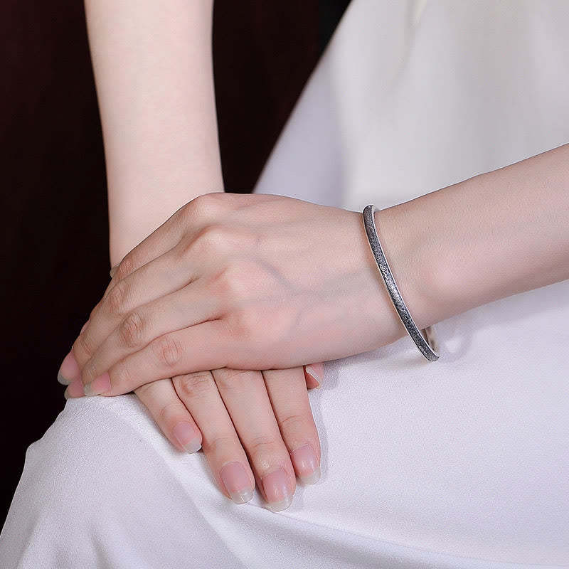 Vintage 999 Sterling Silver Auspicious Clouds Design Luck Bracelet Bangle