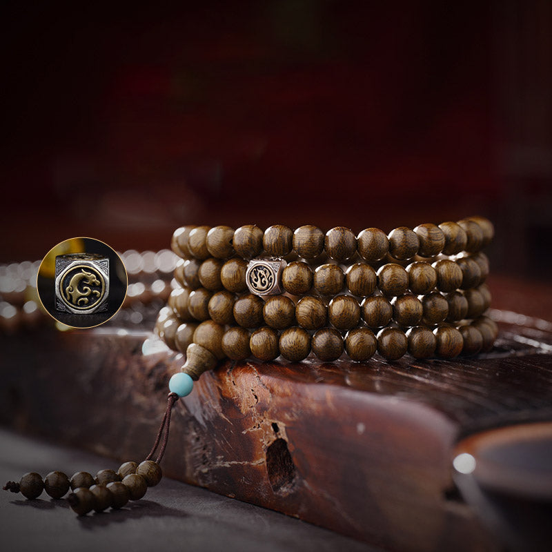 108 Mala Beads 999 Gold Brunei Agarwood Heart Sutra Amber Red Agate Strength Meditation Bracelet