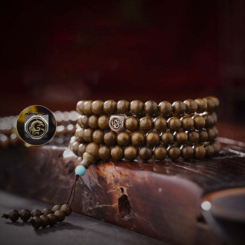108 Mala Beads 999 Gold Brunei Agarwood Heart Sutra Amber Red Agate Strength Meditation Bracelet