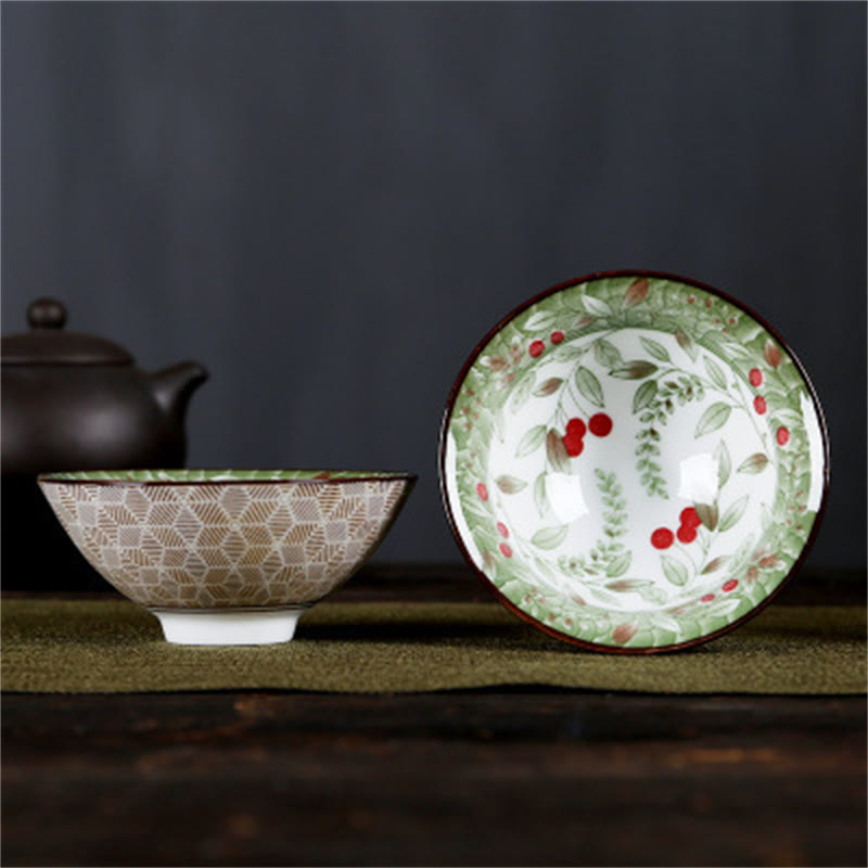 Flowers Fu Character Mountains Lotus Cherry Blossoms Ceramic Teacup Kung Fu Tea Cup
