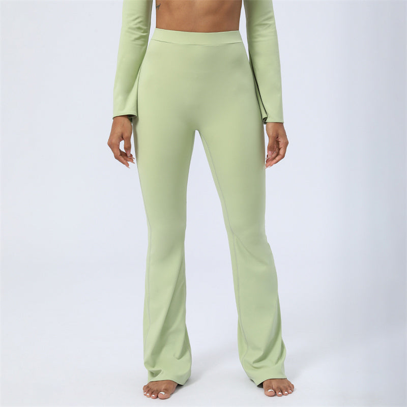 Long Sleeve Backless Strap Top Bra Flare Pants Fitness Yoga Outfit