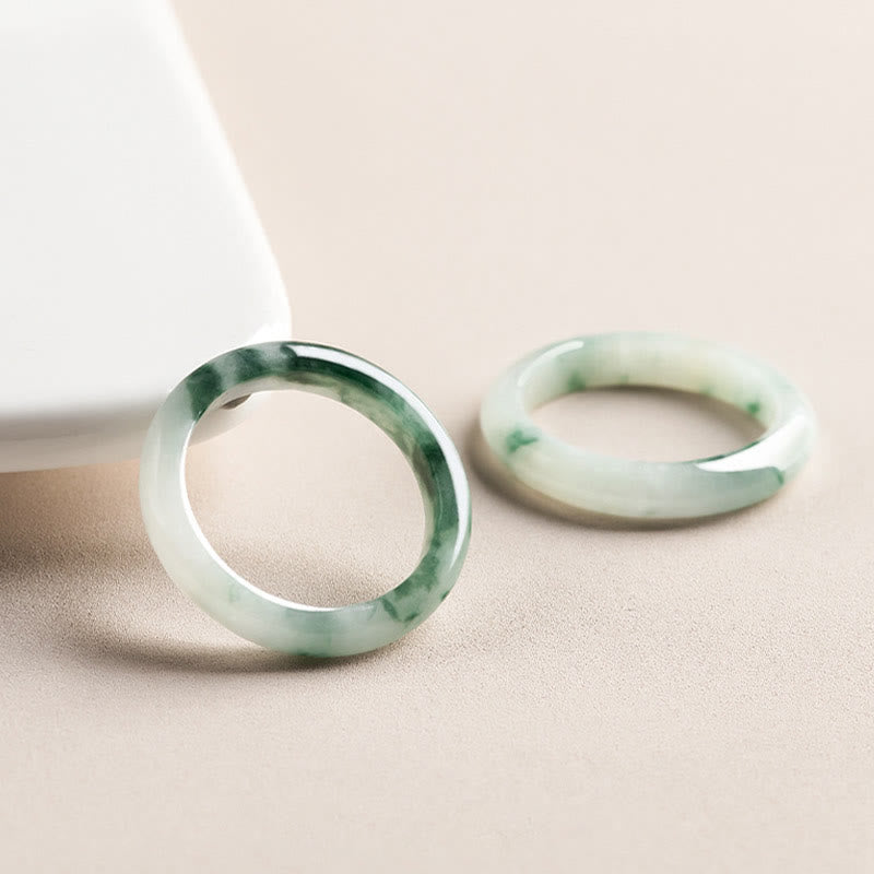 Natural Green Jade Luck Abundance Ring