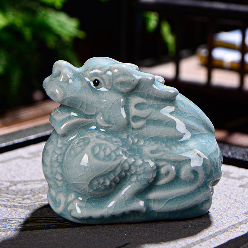 Chinese Zodiac Wealth Ceramic Tea Pet Home Figurine Decoration