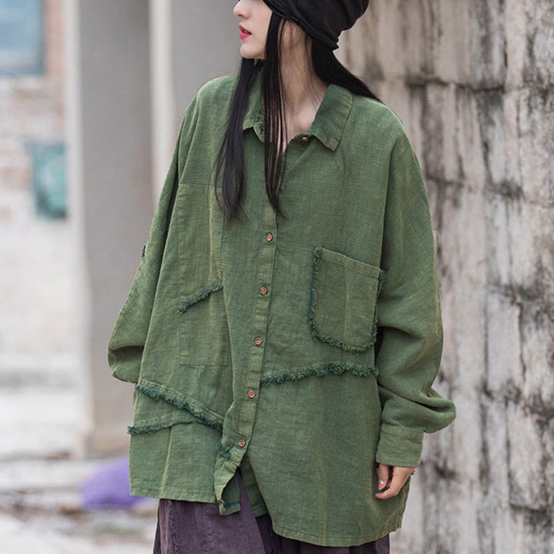 Irregular Splice Ramie Cotton Clothing