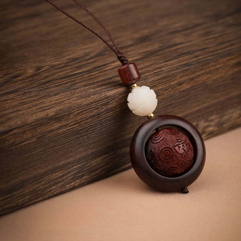 Tibetan Small Leaf Red Sandalwood Ebony Luck Protection Rotation Decoration