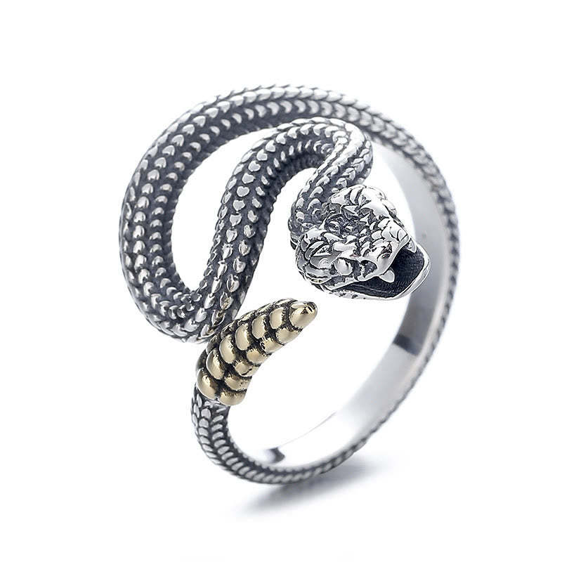 925 Sterling Silver Year Of The Snake Calm Balance Adjustable Ring