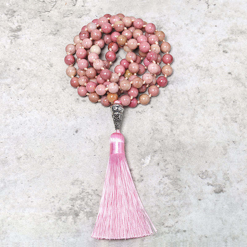 108 Mala Rhodonite Beads Yoga Meditation Prayer Beads Bracelet