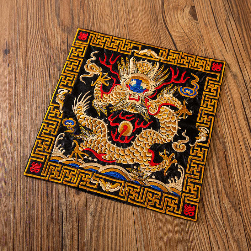 Phoenix Dragon Kirin Embroidery Cup Mat Pad Tea Cup Coaster Kung Fu Tea Mat