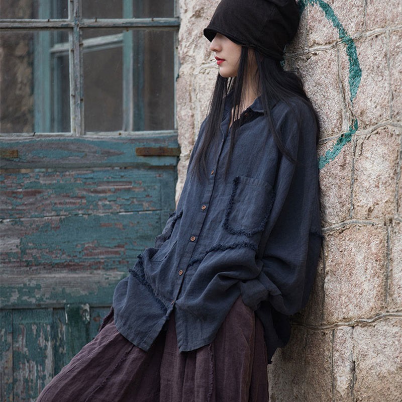 Irregular Splice Ramie Cotton Clothing