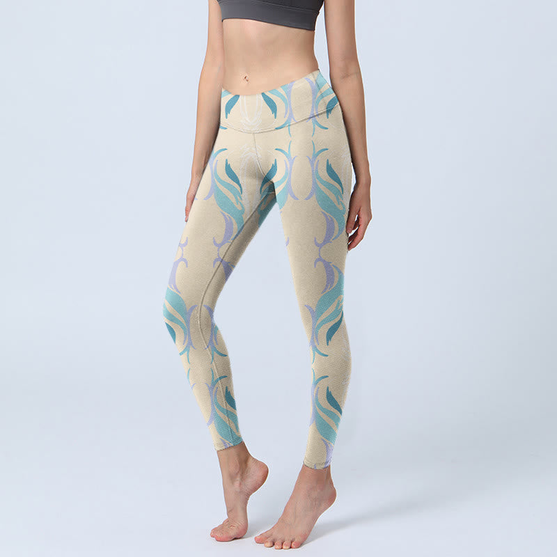 Blue Purple Green Lines Gym Leggings Women's Yoga Pants
